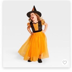 Toddler Orange Witch Costume w/black hat
